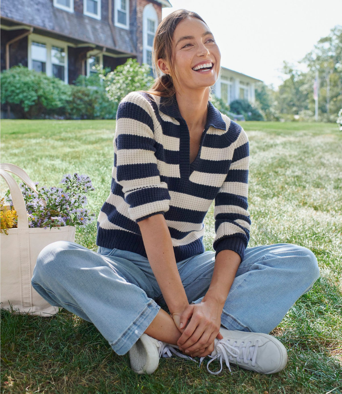Women's SuperSoft Waffle Sweater, Polo Stripe