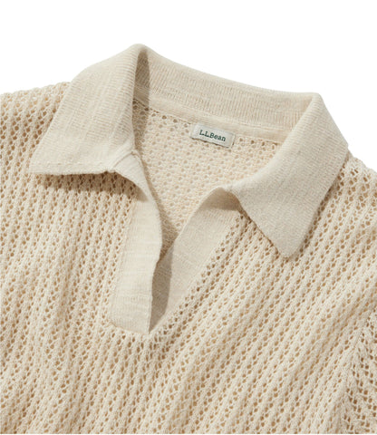 Women's Organic Cotton Slub Pointelle Sweater, Polo