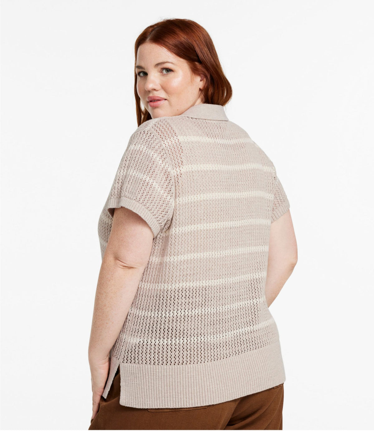 Women's Organic Cotton Slub Pointelle Sweater, Polo