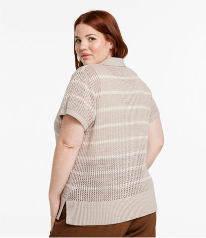 Women's Organic Cotton Slub Pointelle Sweater, Polo