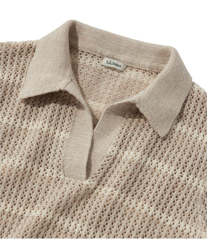 Women's Organic Cotton Slub Pointelle Sweater, Polo