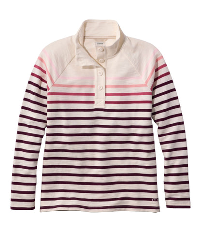 Women's Peaks Island Button Mockneck, Stripe