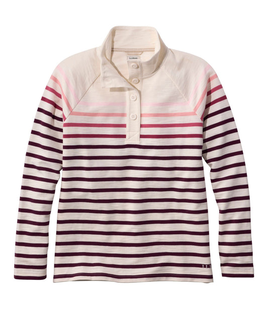 Women's Peaks Island Button Mockneck, Stripe