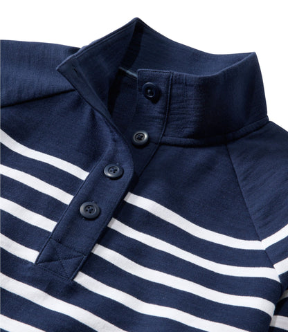 Women's Peaks Island Button Mockneck, Stripe
