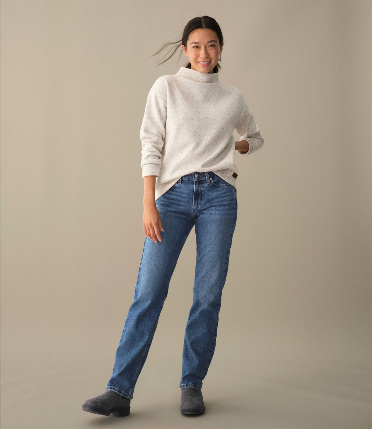 Women's Double L Soft Donegal Sweatshirt, Funnelneck