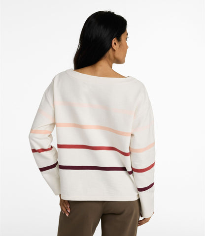 Women's Peaks Island Top, Relaxed Boatneck Long-Sleeve Stripe