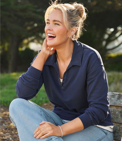 Women's Sunwashed Sweats, Splitneck Polo