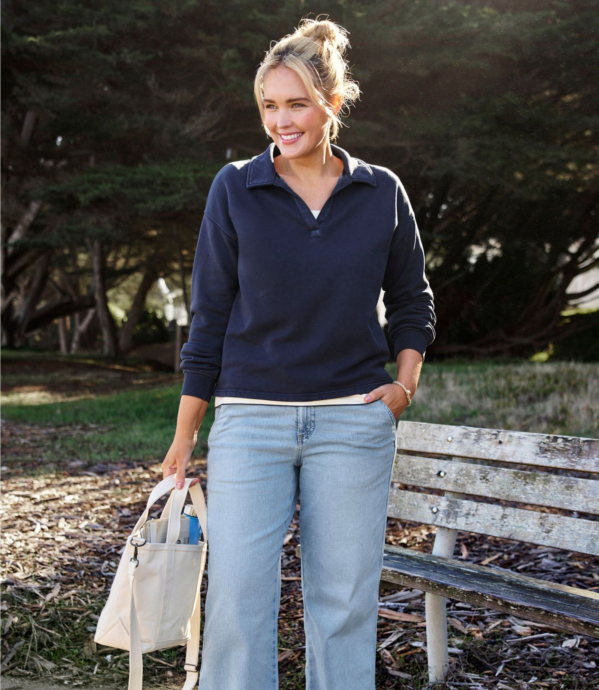 Women's Sunwashed Sweats, Splitneck Polo