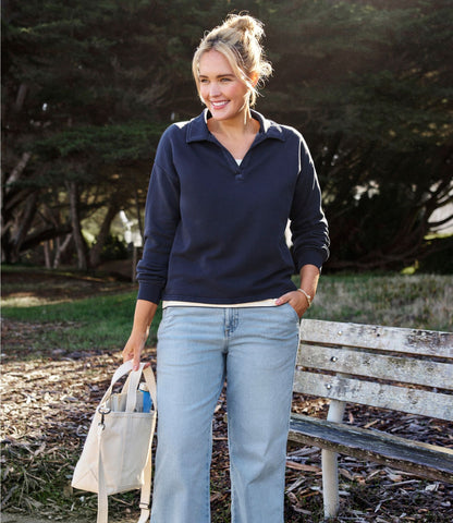 Women's Sunwashed Sweats, Splitneck Polo