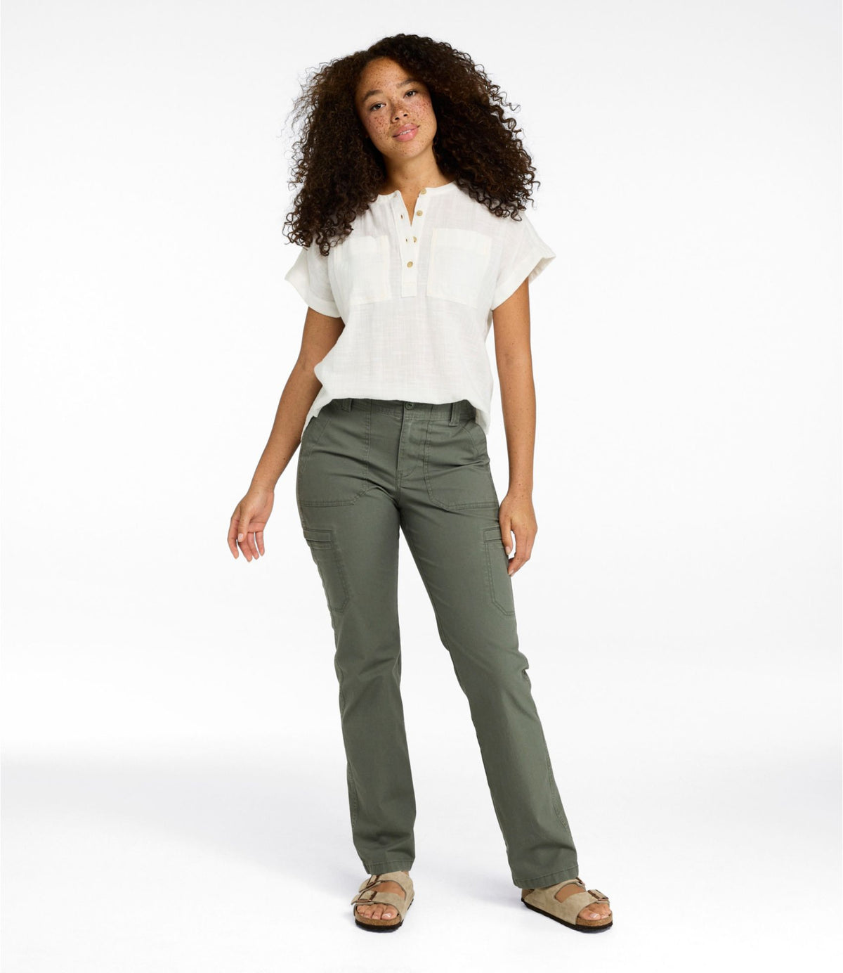 Women's 207 Vintage Cotton Canvas Pants, Mid-Rise Straight-Leg Cargo