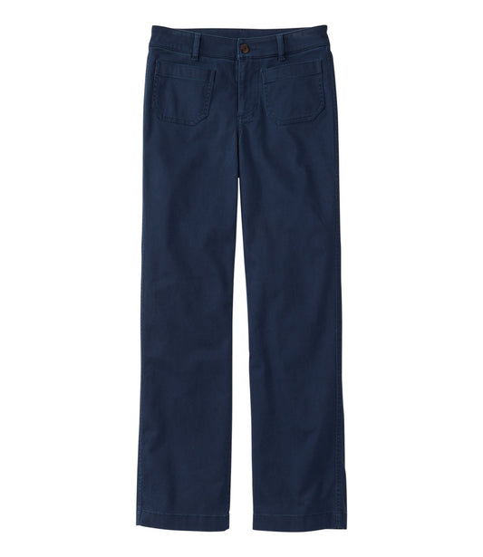 Women's Comfort Stretch Patch Pocket Pants, Mid-Rise Wide Straight-Leg Chino
