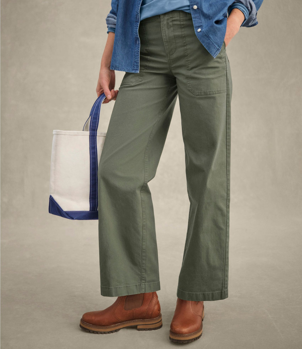 Women's 207 Vintage Cotton Canvas Pants, High-Rise Wide-Leg