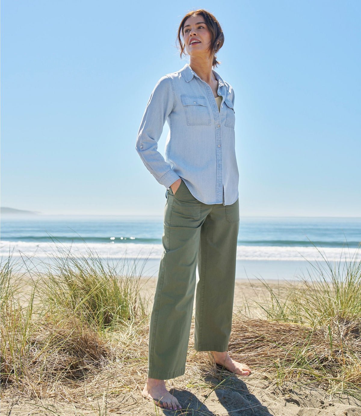 Women's 207 Vintage Cotton Canvas Pants, High-Rise Wide-Leg