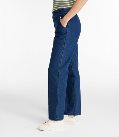 Women's Perfect Fit Pants, Denim Straight-Leg Fleece-Backed