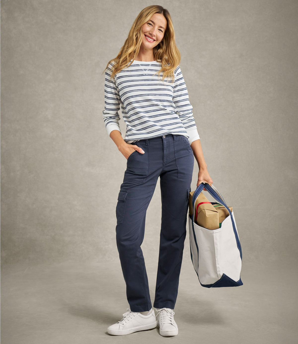 Women's Comfort Stretch Pants, Mid-Rise Straight-Leg Cargo