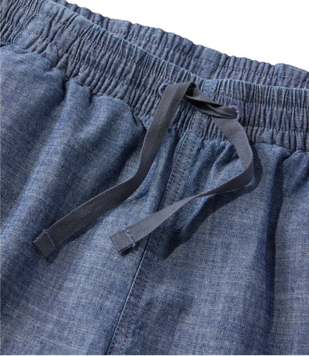 Women's Lakewashed Pull-On Chinos, Mid-Rise Wide-Leg Crop Chambray