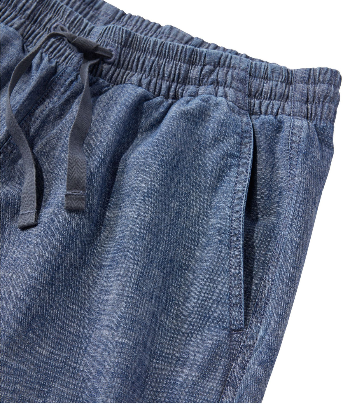 Women's Lakewashed Pull-On Chinos, Mid-Rise Wide-Leg Crop Chambray