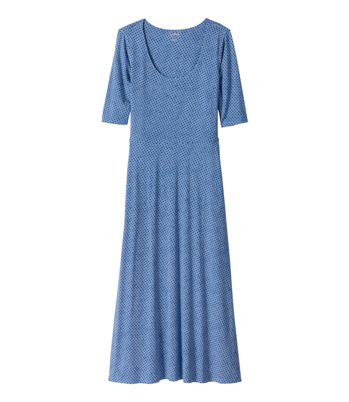 Women's Summer Knit Dress, Three-Quarter-Sleeve Scoopneck Print