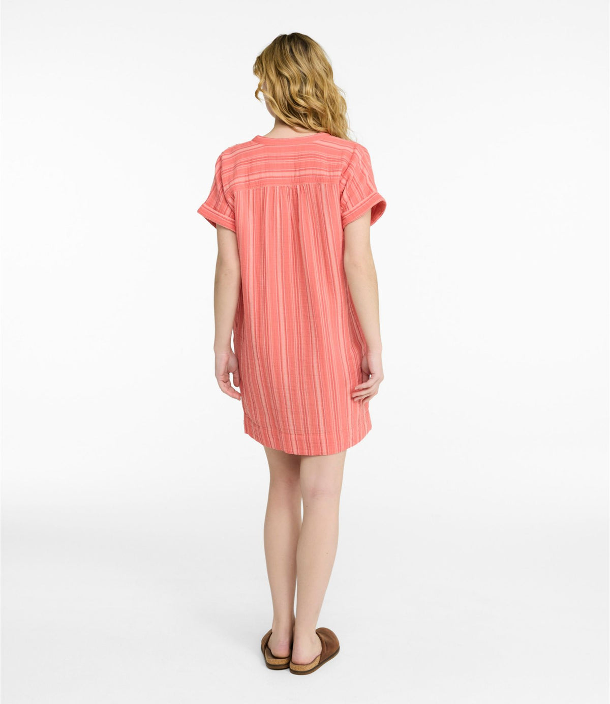 Women's Cloud Gauze Short-Sleeve Shift Dress, Stripe