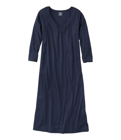 Women's Supima® Cotton Nightgown, V-Neck Three-Quarter-Sleeve