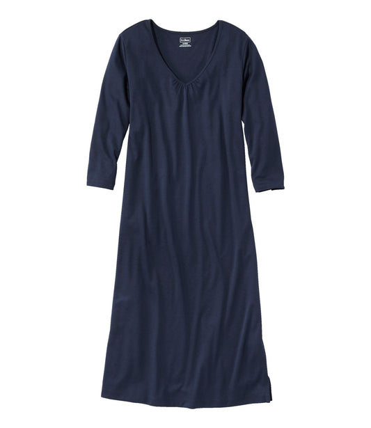 Women's Supima® Cotton Nightgown, V-Neck Three-Quarter-Sleeve