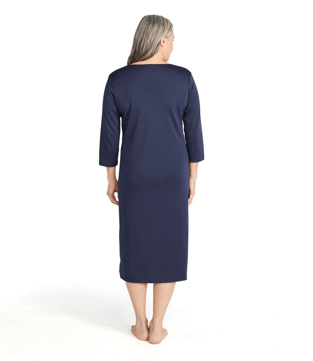 Women's Supima® Cotton Nightgown, V-Neck Three-Quarter-Sleeve