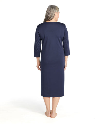 Women's Supima® Cotton Nightgown, V-Neck Three-Quarter-Sleeve