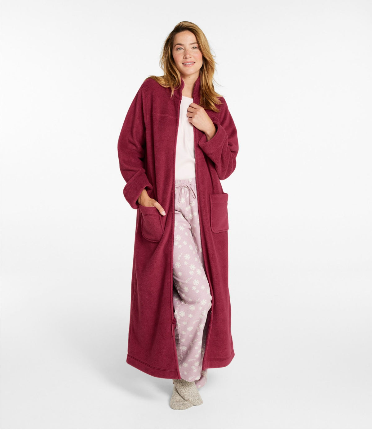 Women's Winter Fleece Robe, Zip-Front