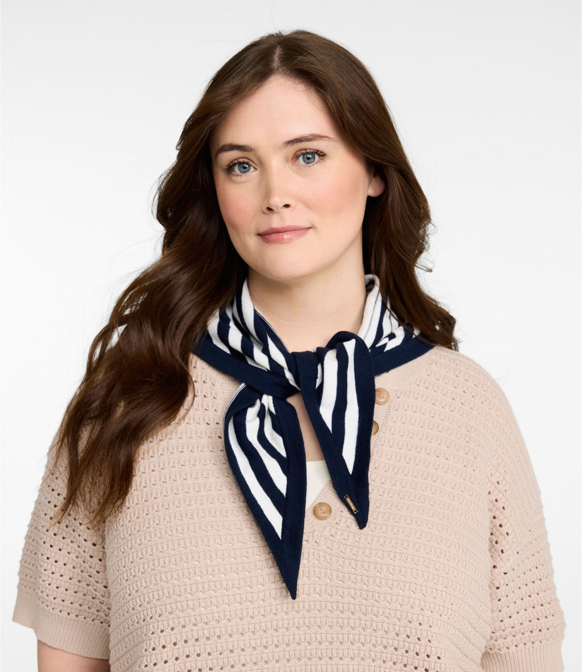 Women's Cotton/Cashmere Knit Triangle Scarf, Striped