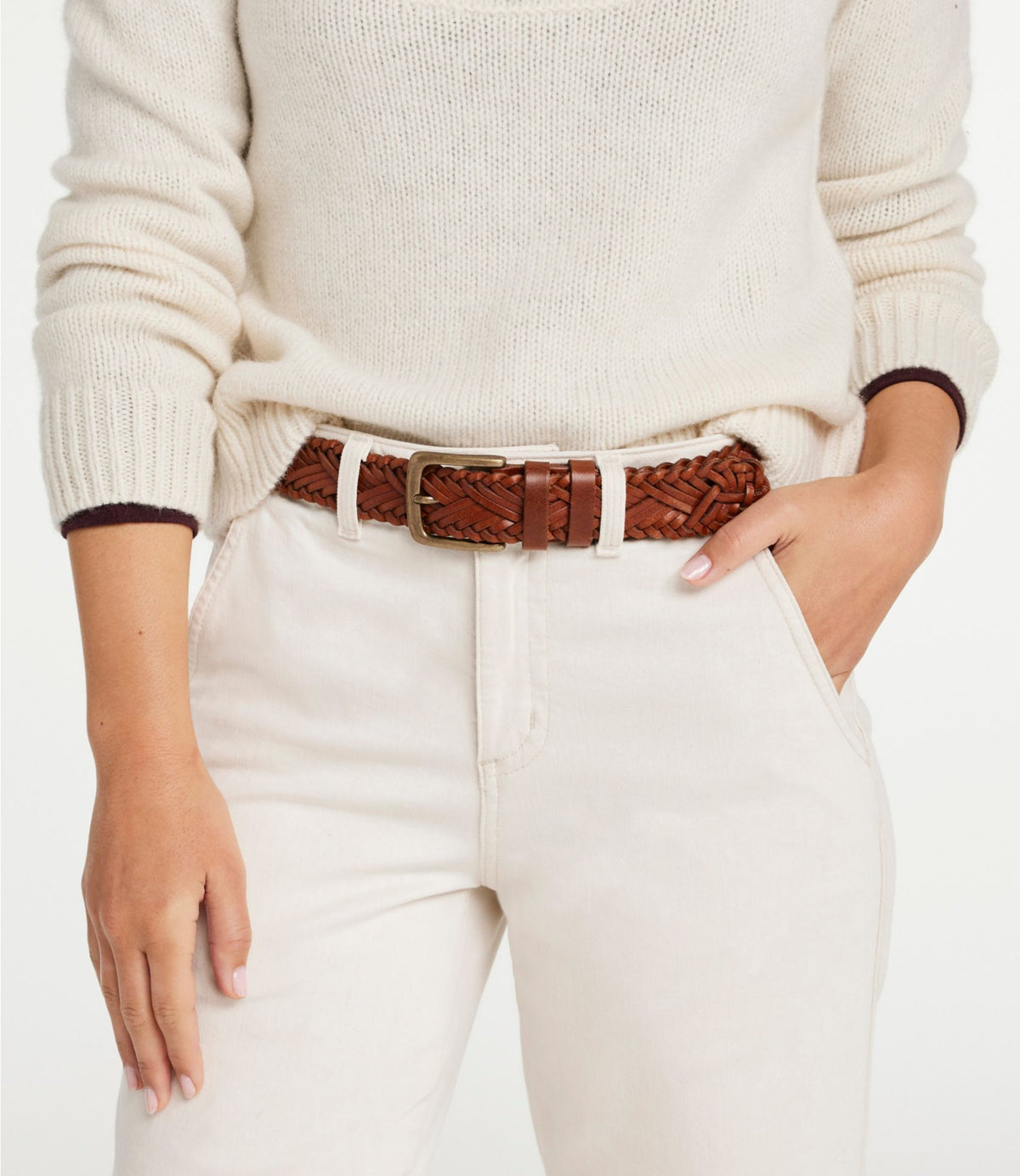 Women's L.L.Bean Braided Leather Belt