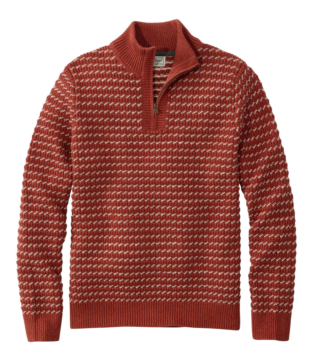 Men's Organic Cotton Waffle Sweater, Quarter Zip, Bird's-Eye