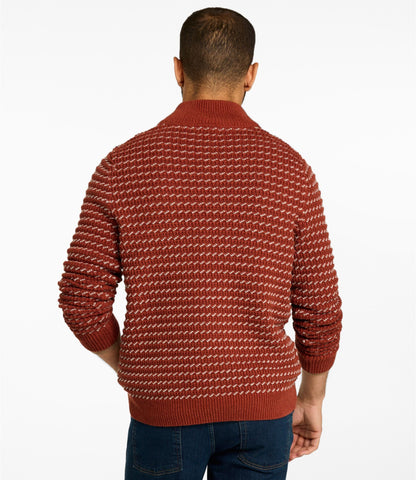 Men's Organic Cotton Waffle Sweater, Quarter Zip, Bird's-Eye