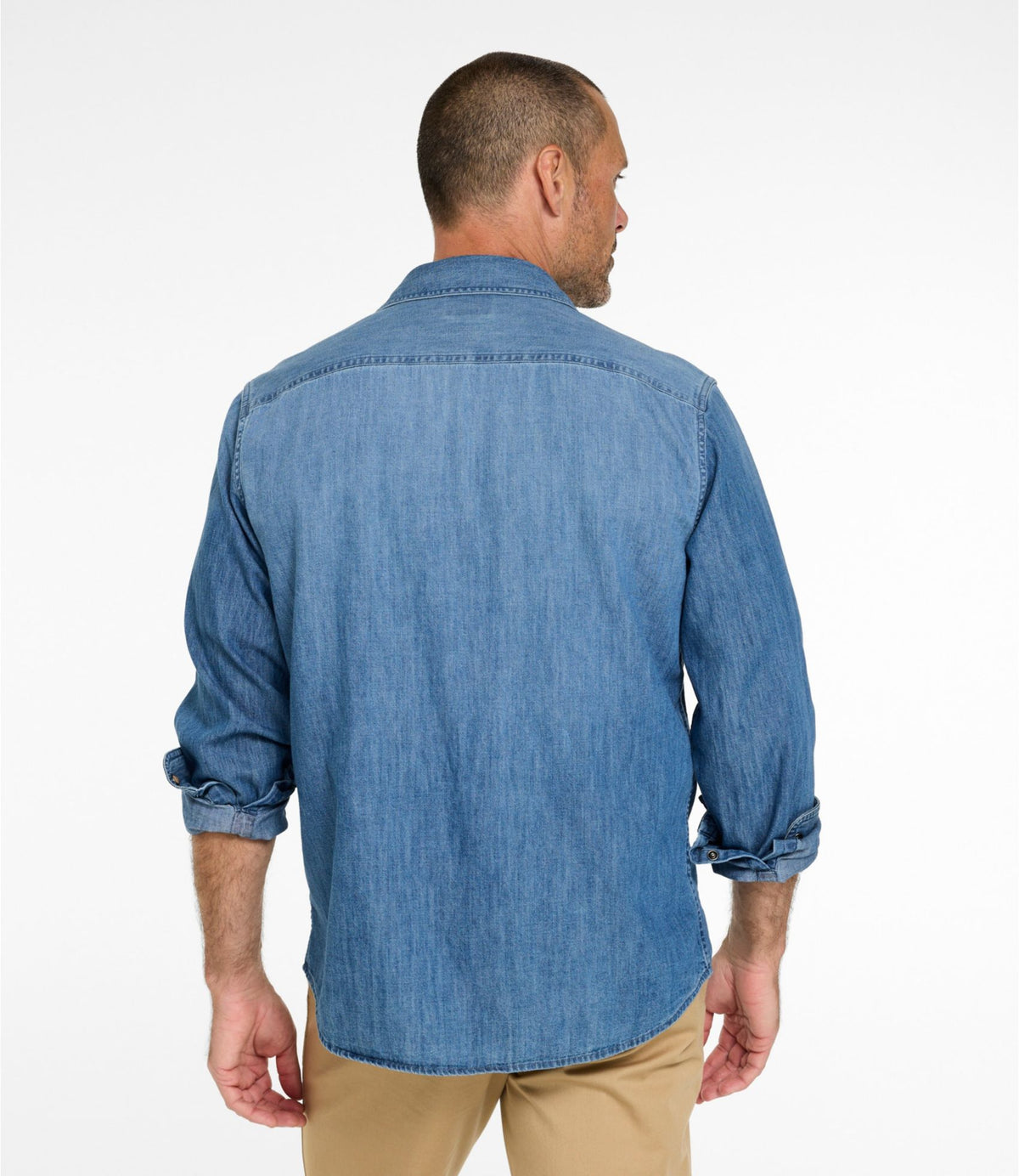 Men's Sunwashed Denim Shirt, Slightly Fitted Untucked Fit