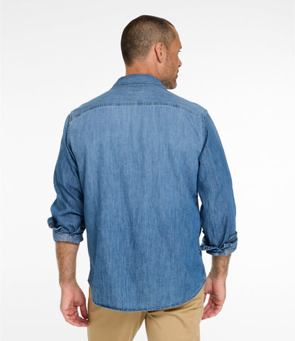 Men's Sunwashed Denim Shirt, Slightly Fitted Untucked Fit