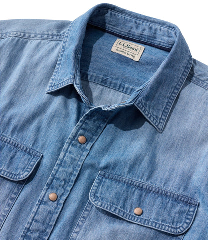 Men's Sunwashed Denim Shirt, Slightly Fitted Untucked Fit
