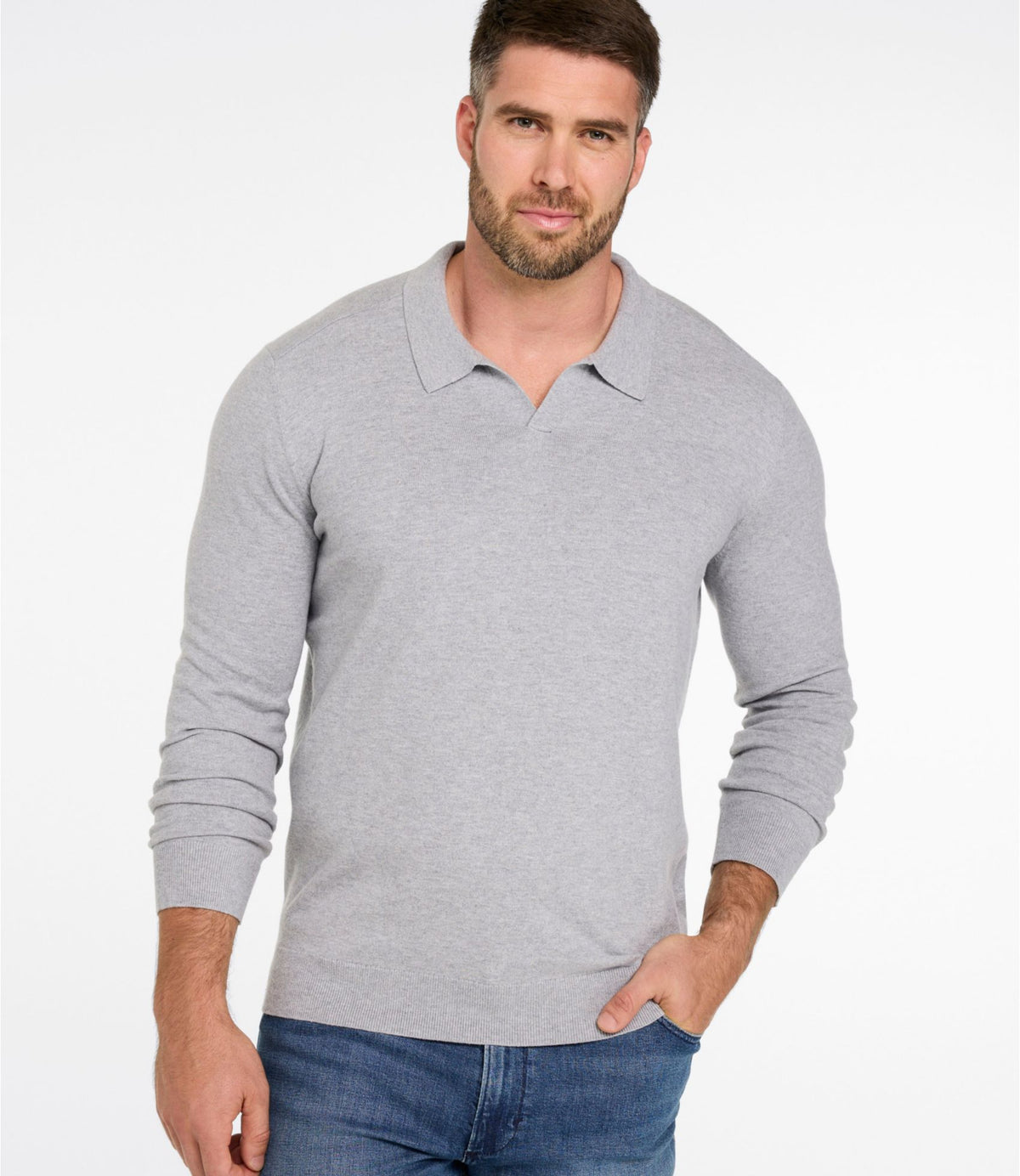Men's All Seasons Cotton Blend Sweater, Long-Sleeve Polo