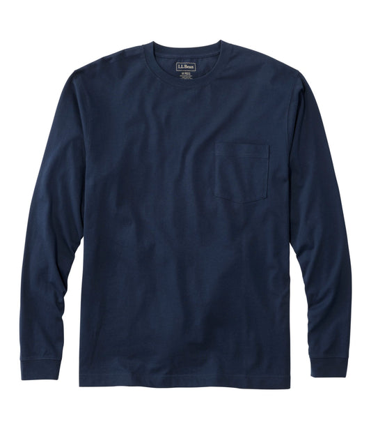Men's Carefree Unshrinkable Tee with Pocket, Traditional Fit, Long-Sleeve