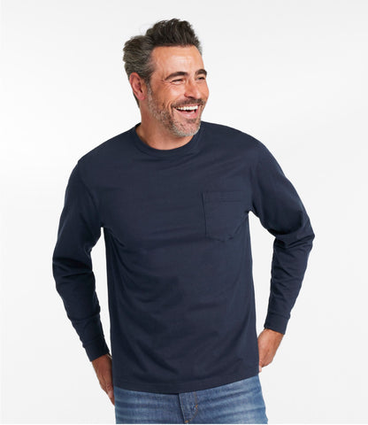 Men's Carefree Unshrinkable Tee with Pocket, Traditional Fit, Long-Sleeve