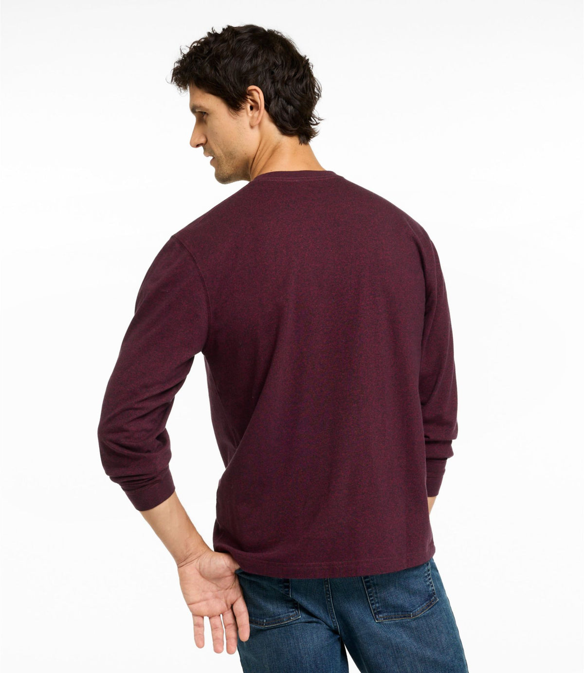 Men's Carefree Unshrinkable Tee with Pocket, Traditional Fit, Long-Sleeve