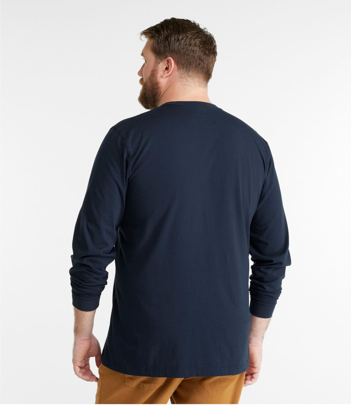 Men's Carefree Unshrinkable Tee with Pocket, Traditional Fit, Long-Sleeve