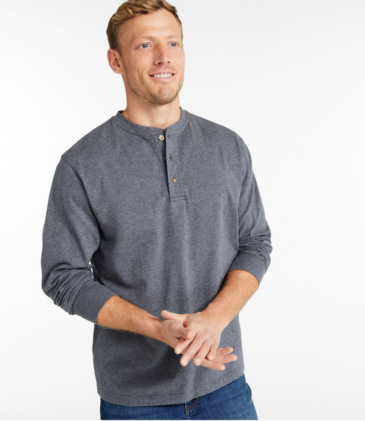 Men's Carefree Unshrinkable Tee, Traditional Fit, Long-Sleeve Henley