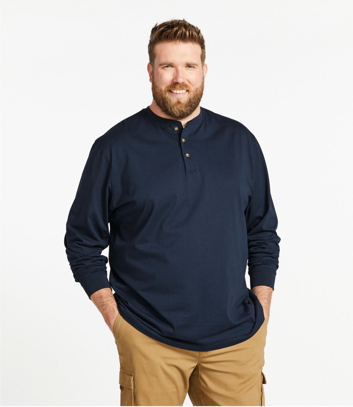 Men's Carefree Unshrinkable Tee, Traditional Fit, Long-Sleeve Henley