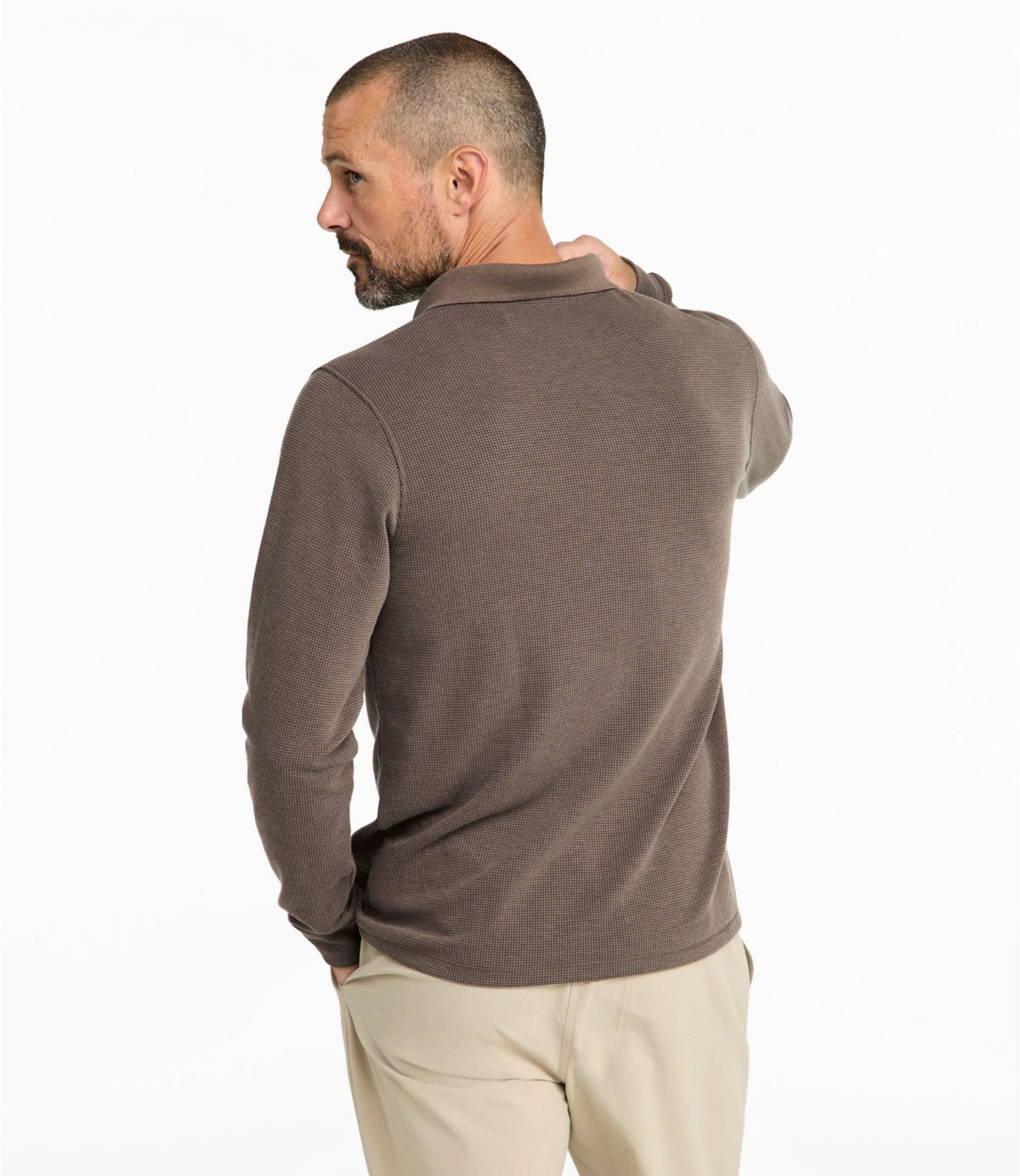 Men's Mountainside Micro Waffle Polo, Long-Sleeve