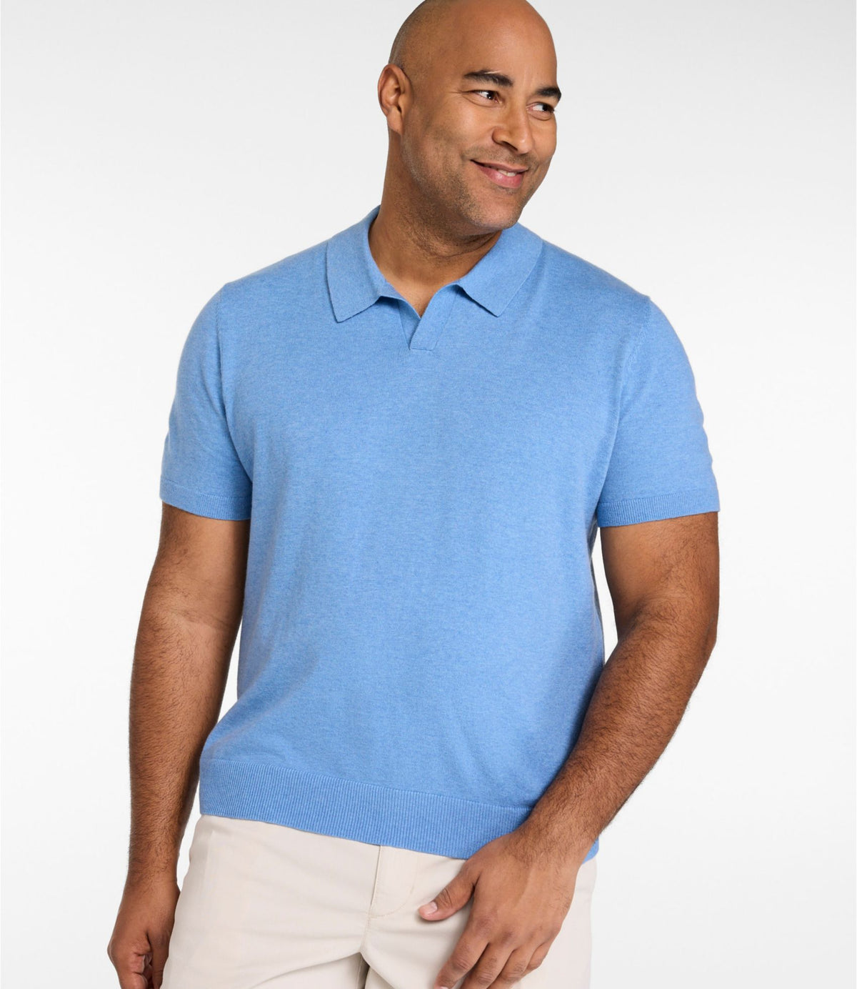 Men's All Seasons Cotton Blend Sweater, Short-Sleeve Polo