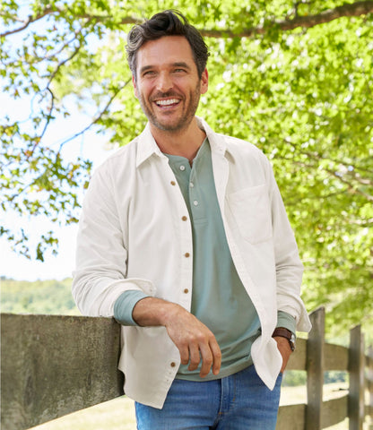 Men's Sunwashed Corduroy Shirt, Slightly Fitted Untucked Fit