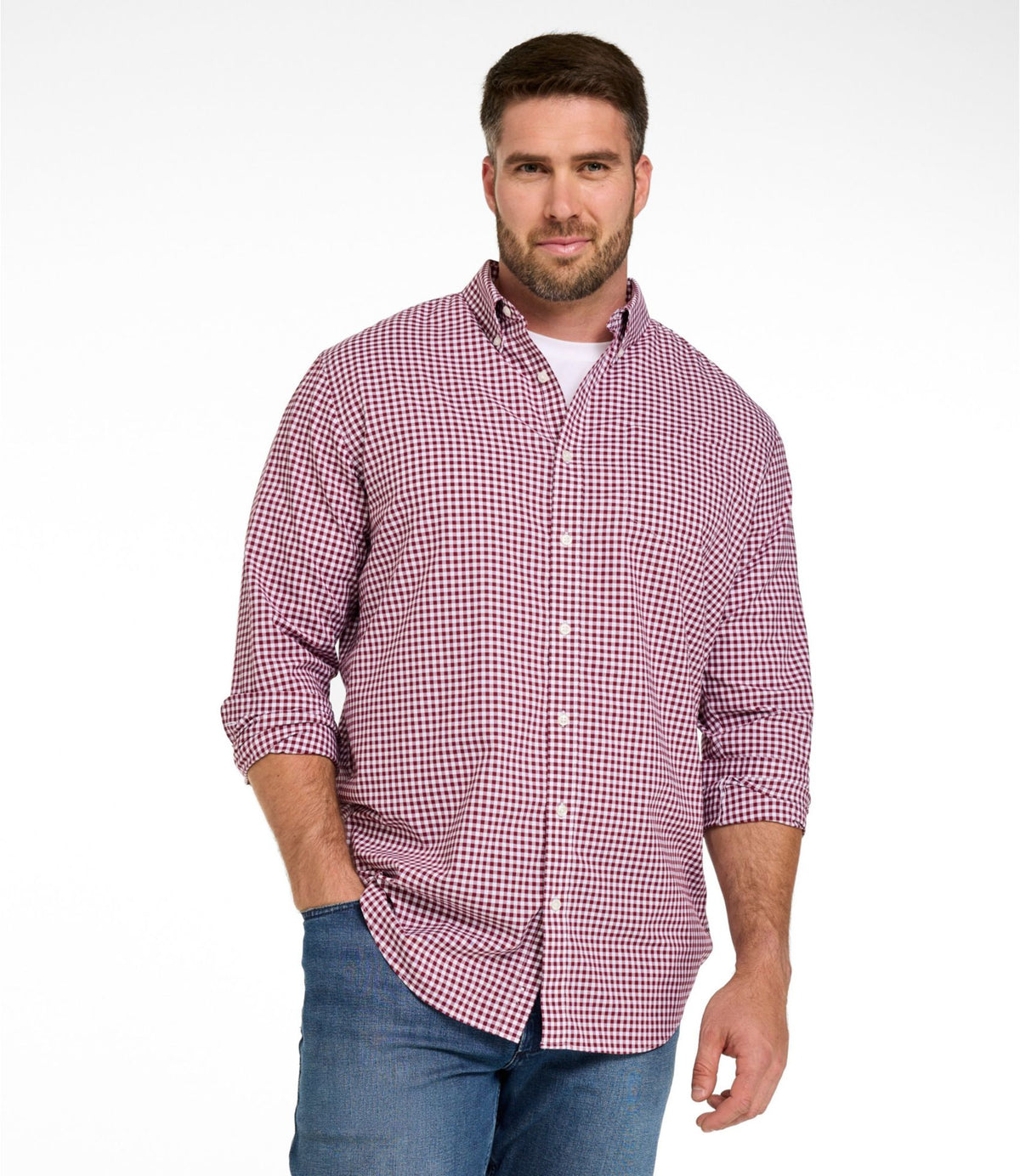 Men's Wrinkle-Free Kennebunk Sport Shirt, Slightly Fitted Check
