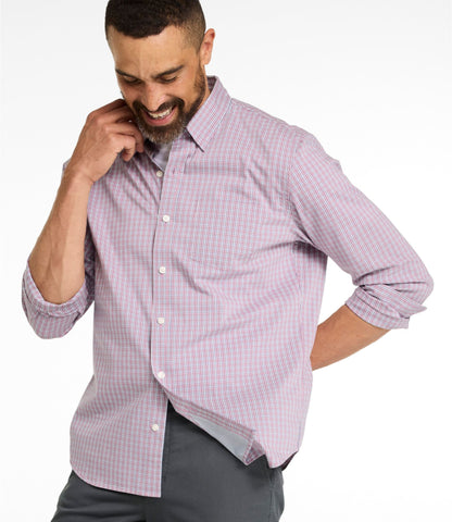 Men's Comfort Stretch Performance® Shirt, Long-Sleeve, Slightly Fitted Untucked Fit, Plaid