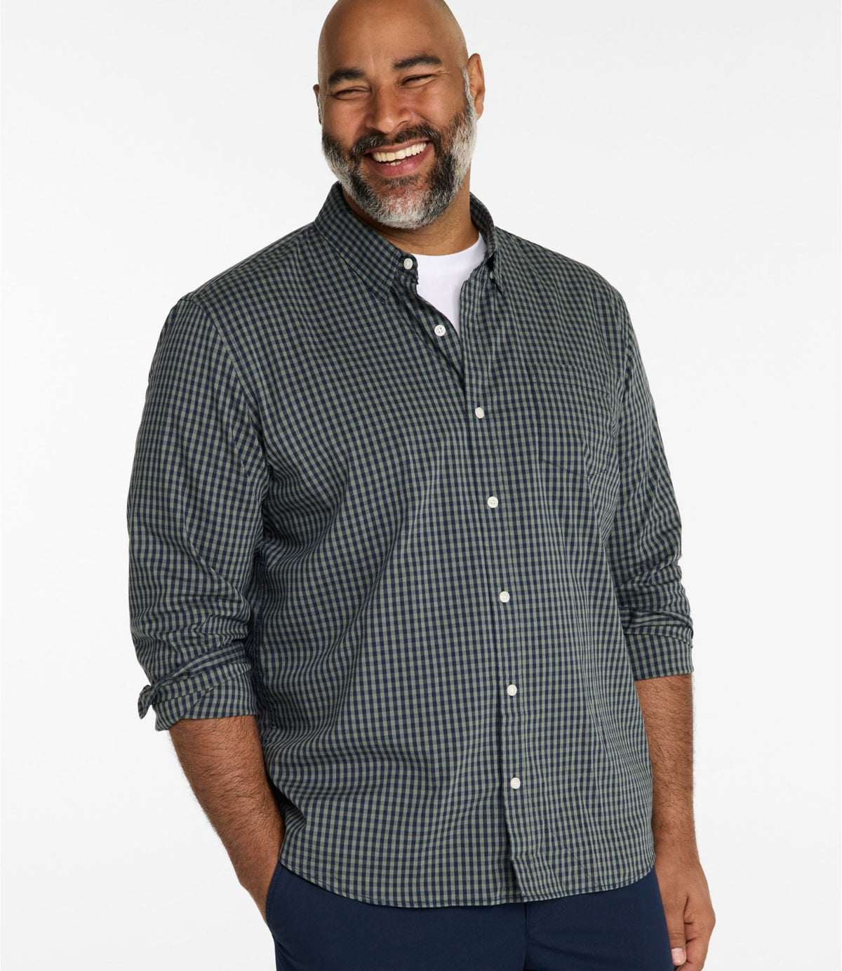Men's Comfort Stretch Performance® Shirt, Long-Sleeve, Slightly Fitted Untucked Fit, Plaid