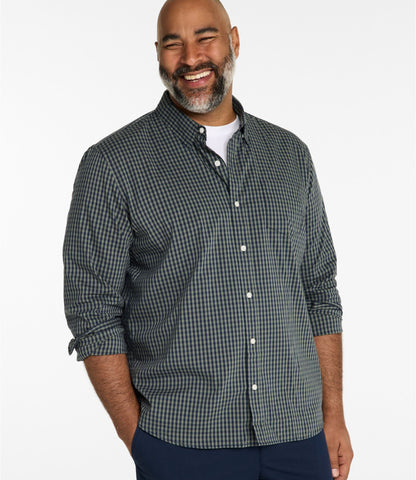 Men's Comfort Stretch Performance® Shirt, Long-Sleeve, Slightly Fitted Untucked Fit, Plaid