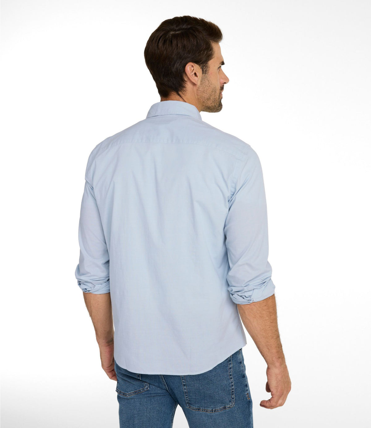 Men's Comfort Stretch Performance® Chambray Shirt, Long-Sleeve, Slightly Fitted Untucked Fit